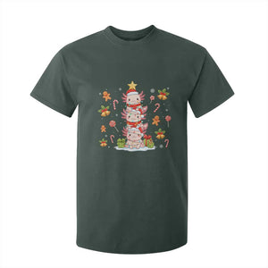 Funny Christmas Kawaii Axolotl Xmas Tree T Shirt For Kid TS11 Dark Forest Green Print Your Wear