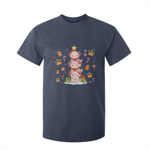 Funny Christmas Kawaii Axolotl Xmas Tree T Shirt For Kid TS11 Navy Print Your Wear