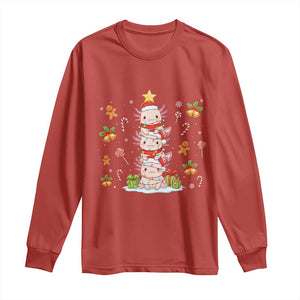 Funny Christmas Kawaii Axolotl Xmas Tree Long Sleeve Shirt TS11 Red Print Your Wear