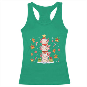 Funny Christmas Kawaii Axolotl Xmas Tree Racerback Tank Top TS11 Irish Green Print Your Wear