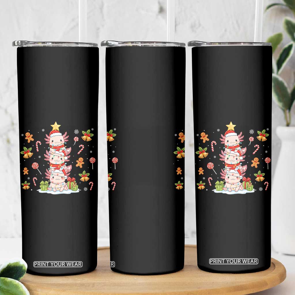 Funny Christmas Kawaii Axolotl Xmas Tree Skinny Tumbler TS11 Print Your Wear