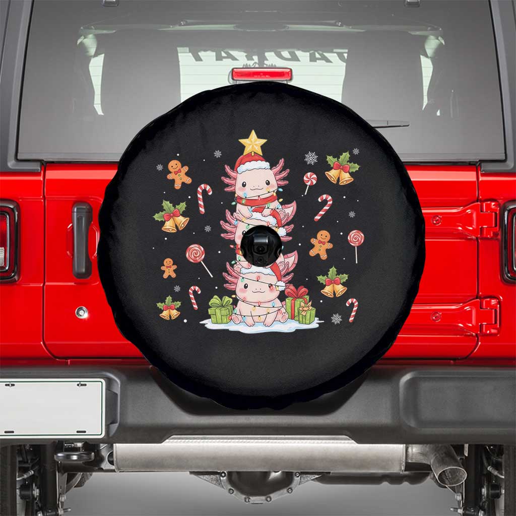 Funny Christmas Kawaii Axolotl Xmas Tree Spare Tire Cover TS11 Black Print Your Wear