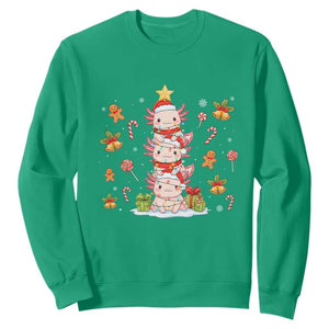 Funny Christmas Kawaii Axolotl Xmas Tree Sweatshirt TS11 Irish Green Print Your Wear