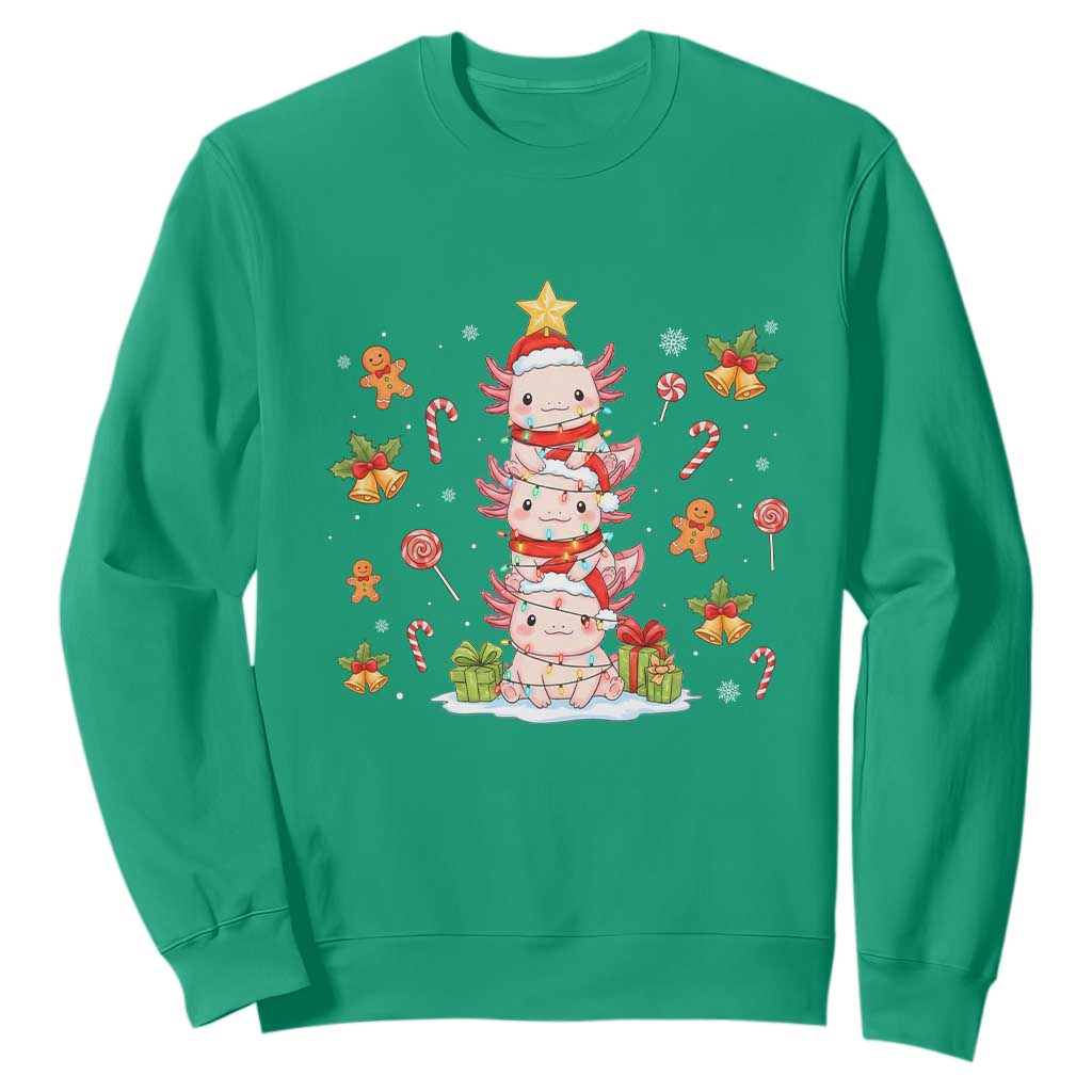 Funny Christmas Kawaii Axolotl Xmas Tree Sweatshirt - Print Your Wear