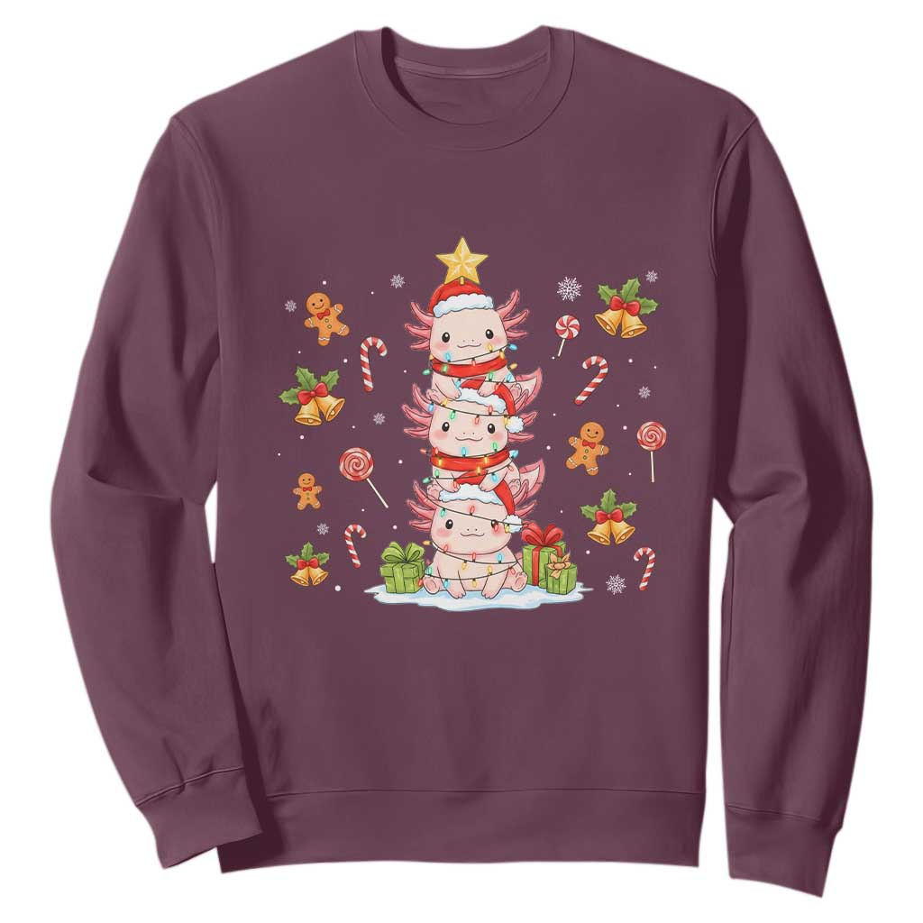 Funny Christmas Kawaii Axolotl Xmas Tree Sweatshirt - Print Your Wear