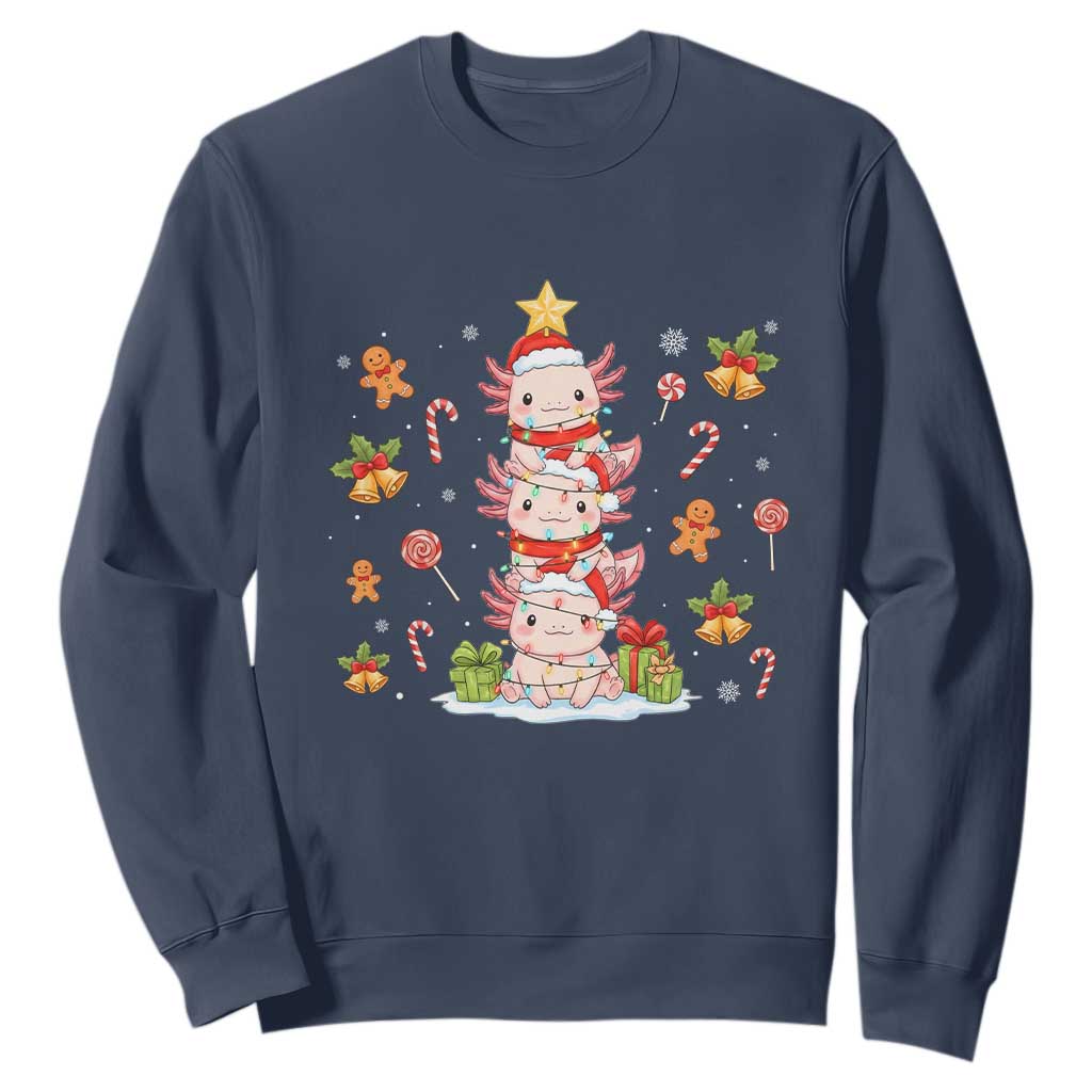 Funny Christmas Kawaii Axolotl Xmas Tree Sweatshirt - Print Your Wear
