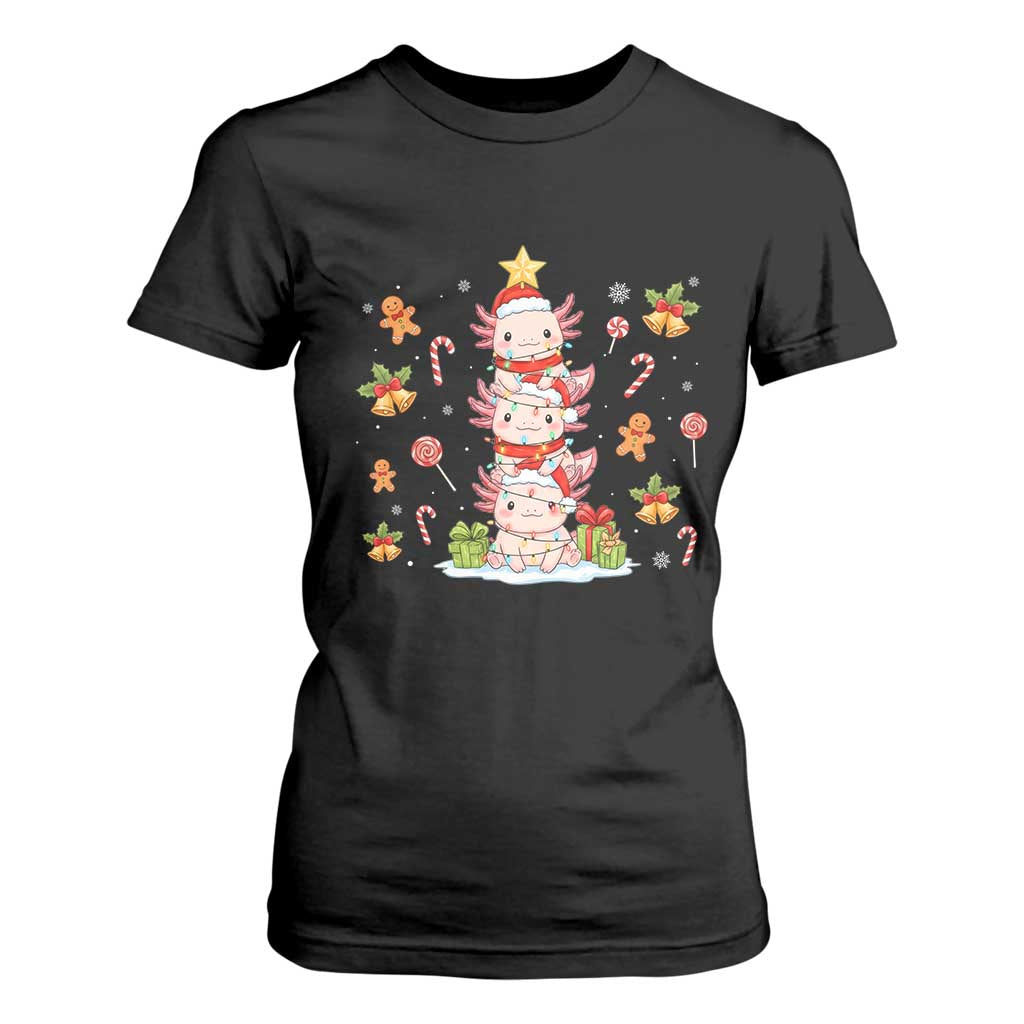 Funny Christmas Kawaii Axolotl Xmas Tree T Shirt For Women - Print Your Wear