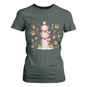 Funny Christmas Kawaii Axolotl Xmas Tree T Shirt For Women TS11 Dark Forest Green Print Your Wear