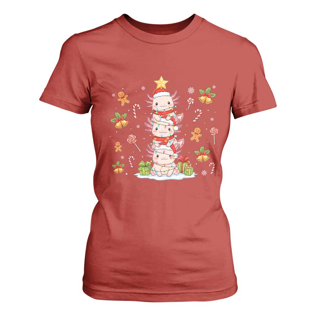 Funny Christmas Kawaii Axolotl Xmas Tree T Shirt For Women TS11 Red Print Your Wear