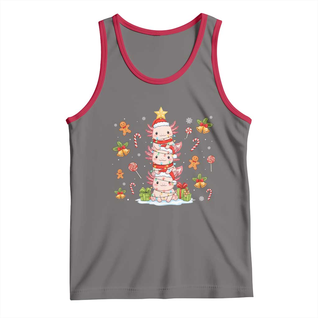Funny Christmas Kawaii Axolotl Xmas Tree Tank Top TS11 Deep Heather Red Print Your Wear