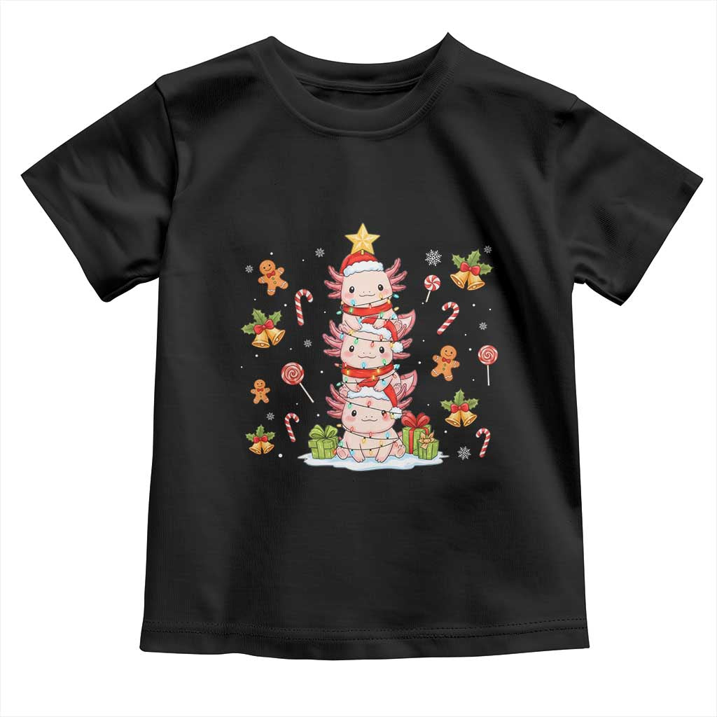 Funny Christmas Kawaii Axolotl Xmas Tree Toddler T Shirt TS11 Black Print Your Wear