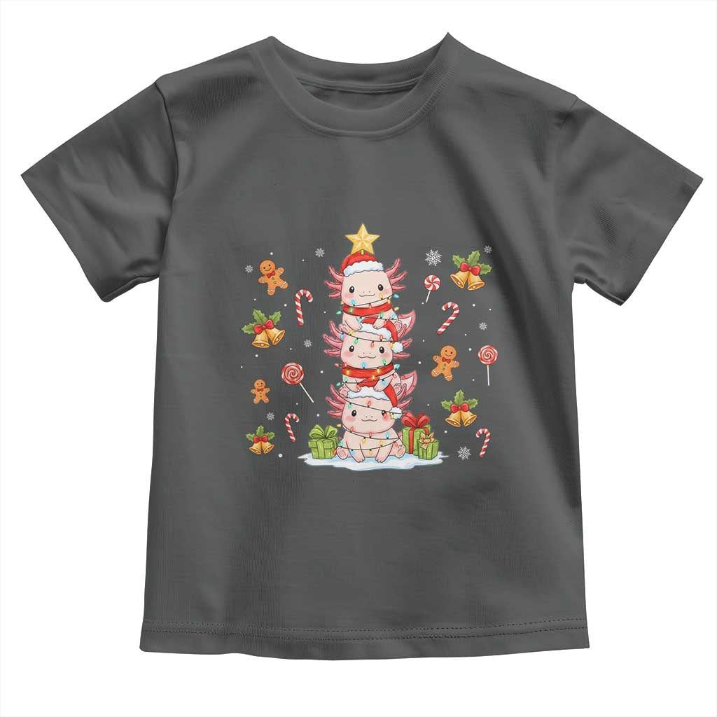 Funny Christmas Kawaii Axolotl Xmas Tree Toddler T Shirt TS11 Dark Heather Print Your Wear