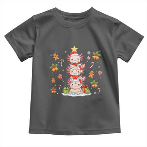 Funny Christmas Kawaii Axolotl Xmas Tree Toddler T Shirt TS11 Dark Heather Print Your Wear