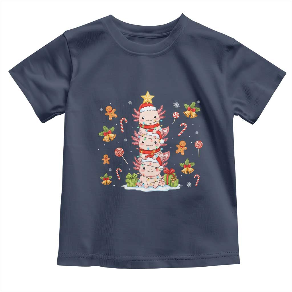 Funny Christmas Kawaii Axolotl Xmas Tree Toddler T Shirt TS11 Navy Print Your Wear