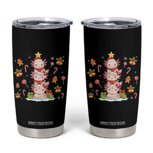 Funny Christmas Kawaii Axolotl Xmas Tree Tumbler Cup TS11 Black Print Your Wear