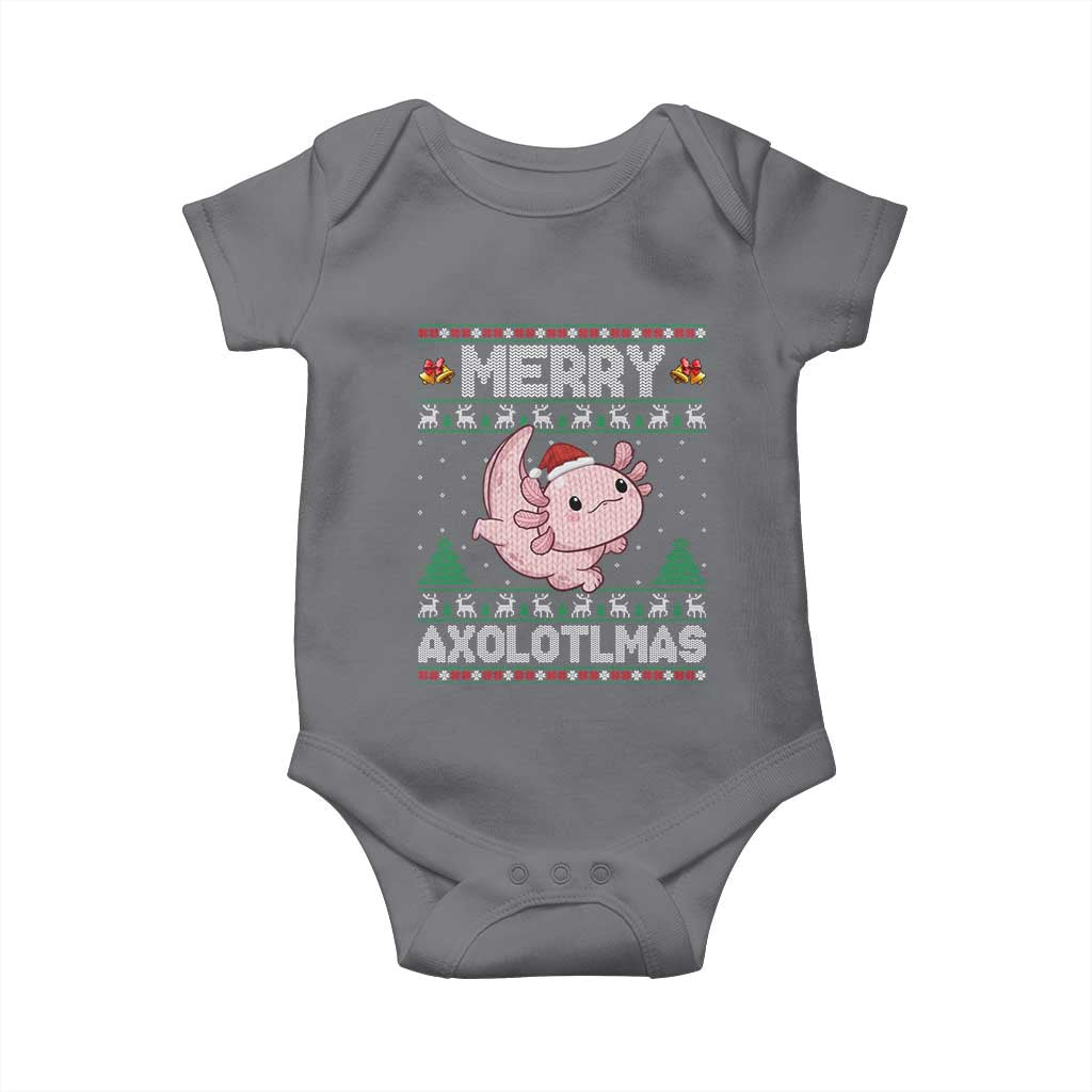 Funny Christmas Axolotl Baby Onesie Merry Axolotlmas Xmas Salamander TS11 Charcoal Print Your Wear
