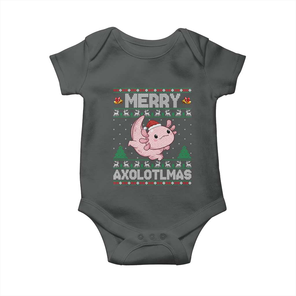 Funny Christmas Axolotl Baby Onesie Merry Axolotlmas Xmas Salamander TS11 Dark Heather Print Your Wear