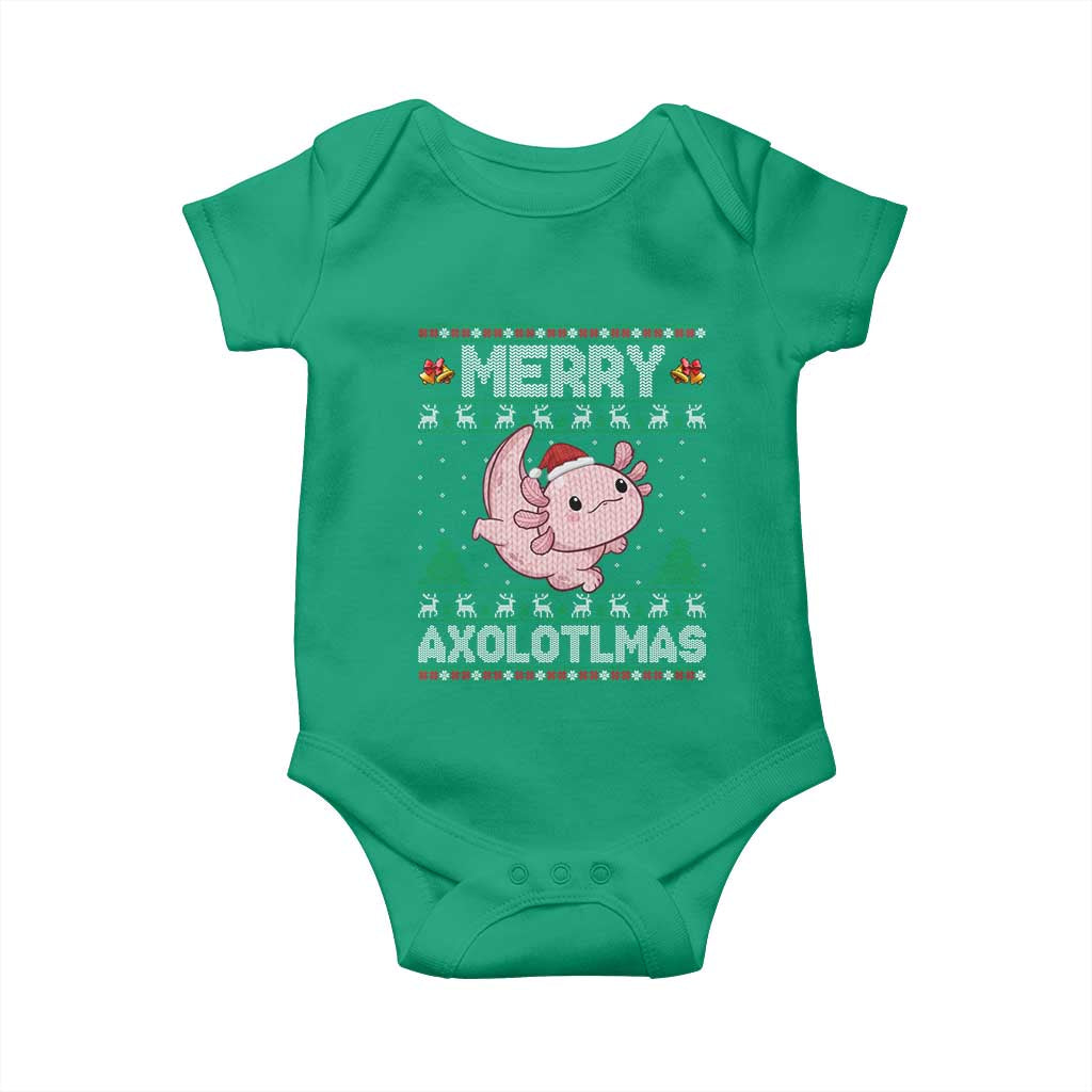Funny Christmas Axolotl Baby Onesie Merry Axolotlmas Xmas Salamander TS11 Irish Green Print Your Wear