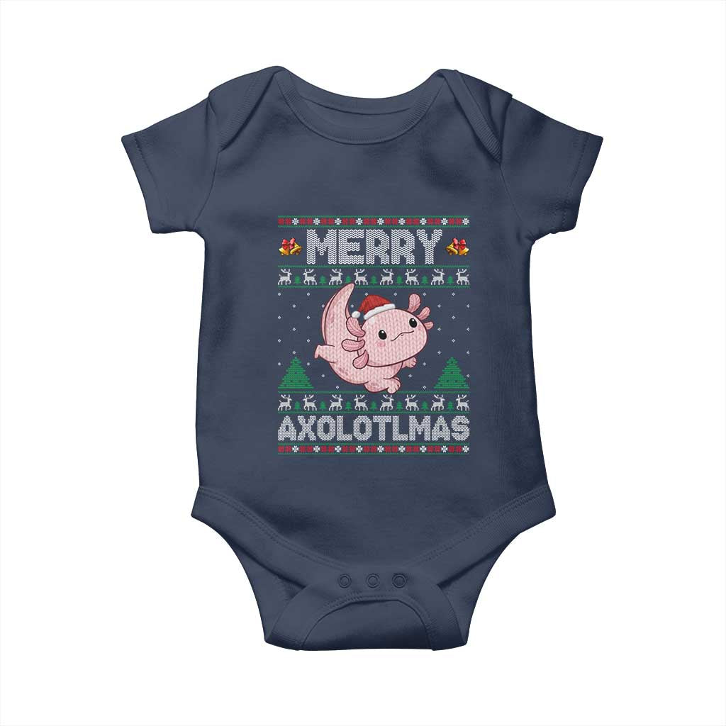 Funny Christmas Axolotl Baby Onesie Merry Axolotlmas Xmas Salamander TS11 Navy Print Your Wear