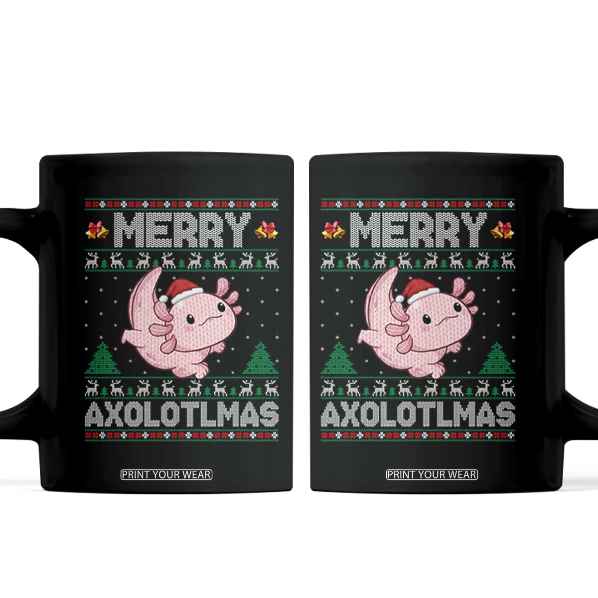 Funny Christmas Axolotl Coffee Mug Merry Axolotlmas Xmas Salamander TS11 Black Print Your Wear