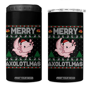 Funny Christmas Axolotl 4 in 1 Can Cooler Tumbler Merry Axolotlmas Xmas Salamander TS11 One Size: 16 oz Black Print Your Wear