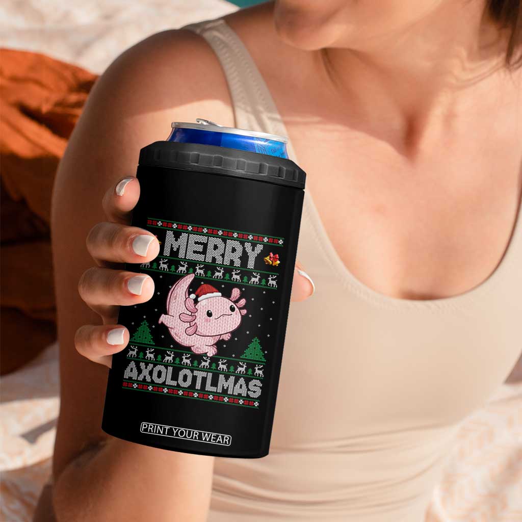 Funny Christmas Axolotl 4 in 1 Can Cooler Tumbler Merry Axolotlmas Xmas Salamander TS11 Print Your Wear