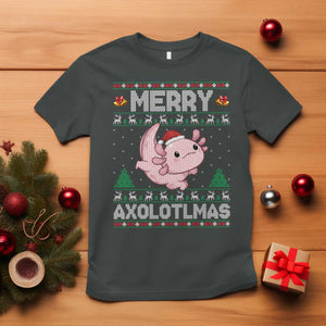 Funny Christmas Axolotl T Shirt Merry Axolotlmas Xmas Salamander TS11 Dark Heather Print Your Wear