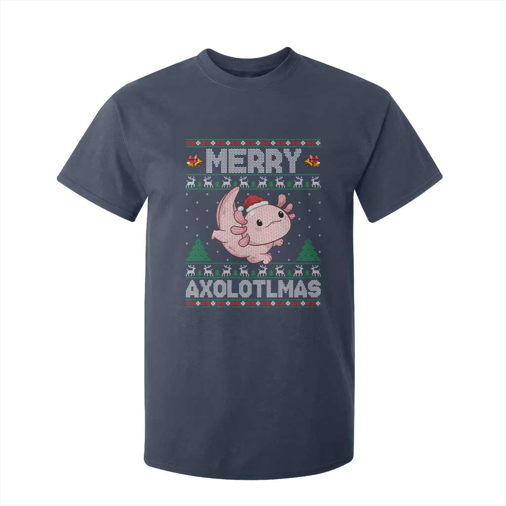 Funny Christmas Axolotl T Shirt For Kid Merry Axolotlmas Xmas Salamander TS11 Navy Print Your Wear