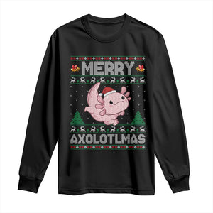 Funny Christmas Axolotl Long Sleeve Shirt Merry Axolotlmas Xmas Salamander TS11 Black Print Your Wear