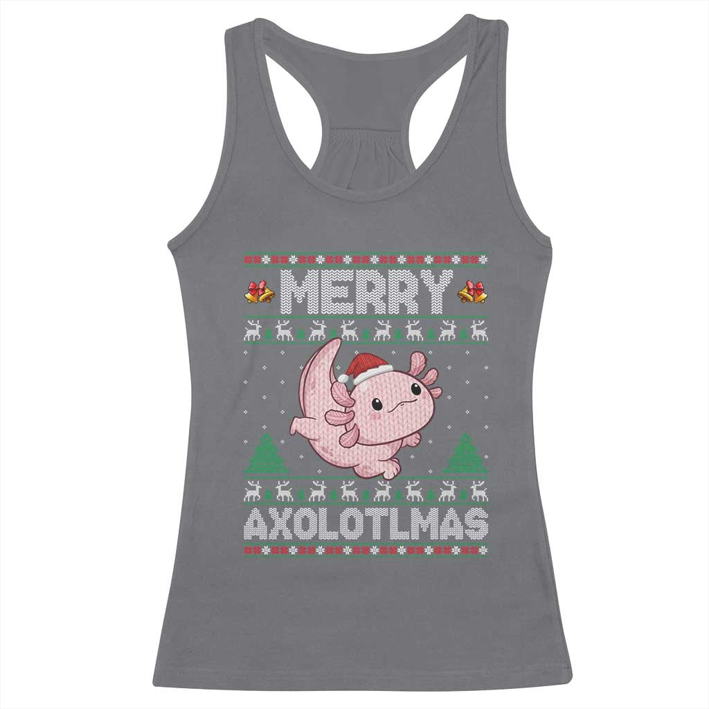 Funny Christmas Axolotl Racerback Tank Top Merry Axolotlmas Xmas Salamander TS11 Charcoal Print Your Wear