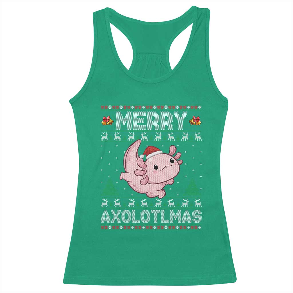 Funny Christmas Axolotl Racerback Tank Top Merry Axolotlmas Xmas Salamander TS11 Irish Green Print Your Wear