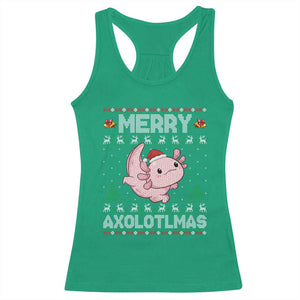 Funny Christmas Axolotl Racerback Tank Top Merry Axolotlmas Xmas Salamander TS11 Irish Green Print Your Wear