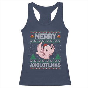 Funny Christmas Axolotl Racerback Tank Top Merry Axolotlmas Xmas Salamander TS11 Navy Print Your Wear
