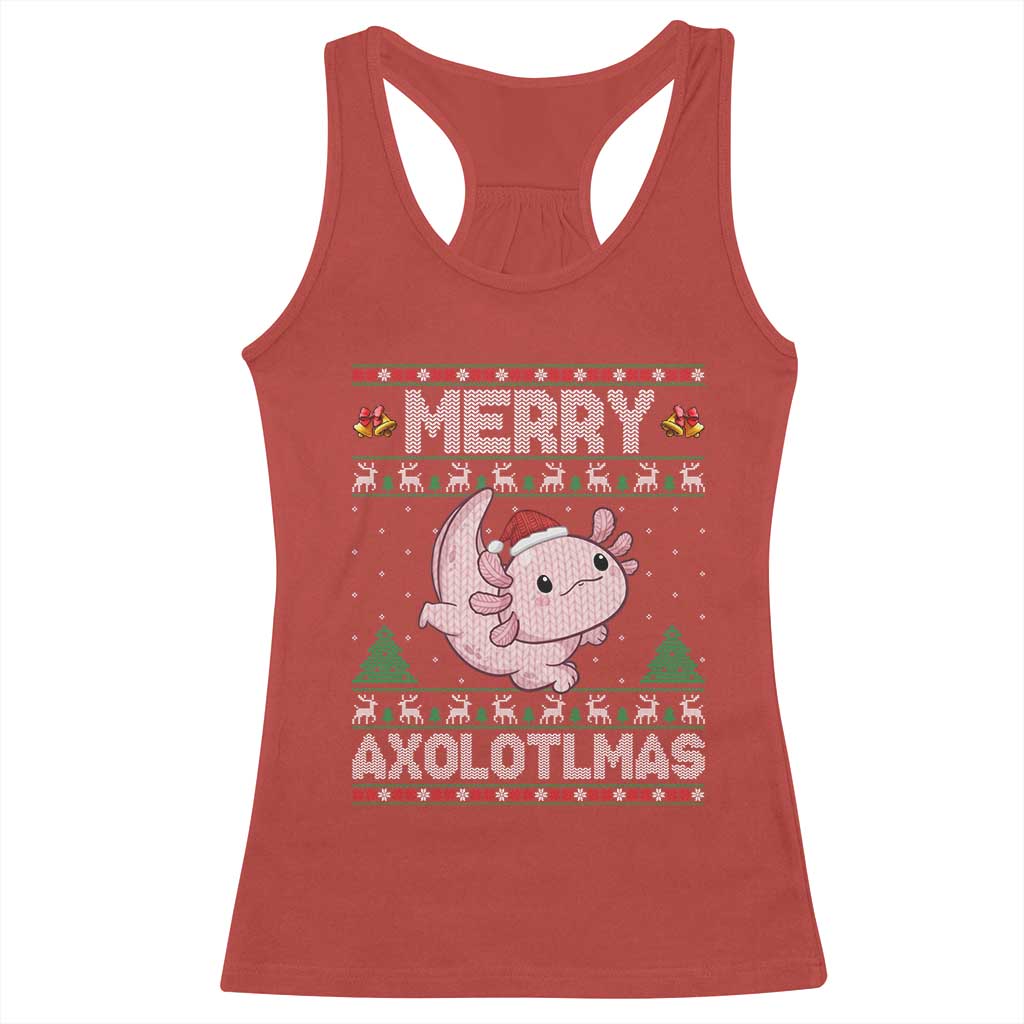 Funny Christmas Axolotl Racerback Tank Top Merry Axolotlmas Xmas Salamander TS11 Red Print Your Wear