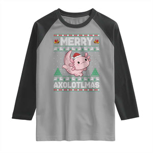 Funny Christmas Axolotl Raglan Shirt Merry Axolotlmas Xmas Salamander TS11 Sport Gray Black Print Your Wear