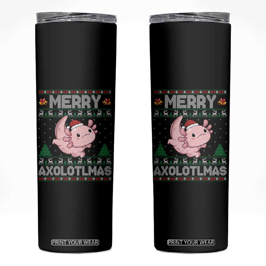 Funny Christmas Axolotl Skinny Tumbler Merry Axolotlmas Xmas Salamander TS11 Black Print Your Wear