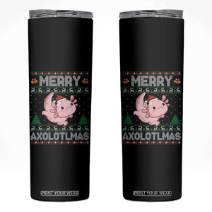 Funny Christmas Axolotl Skinny Tumbler Merry Axolotlmas Xmas Salamander TS11 Black Print Your Wear