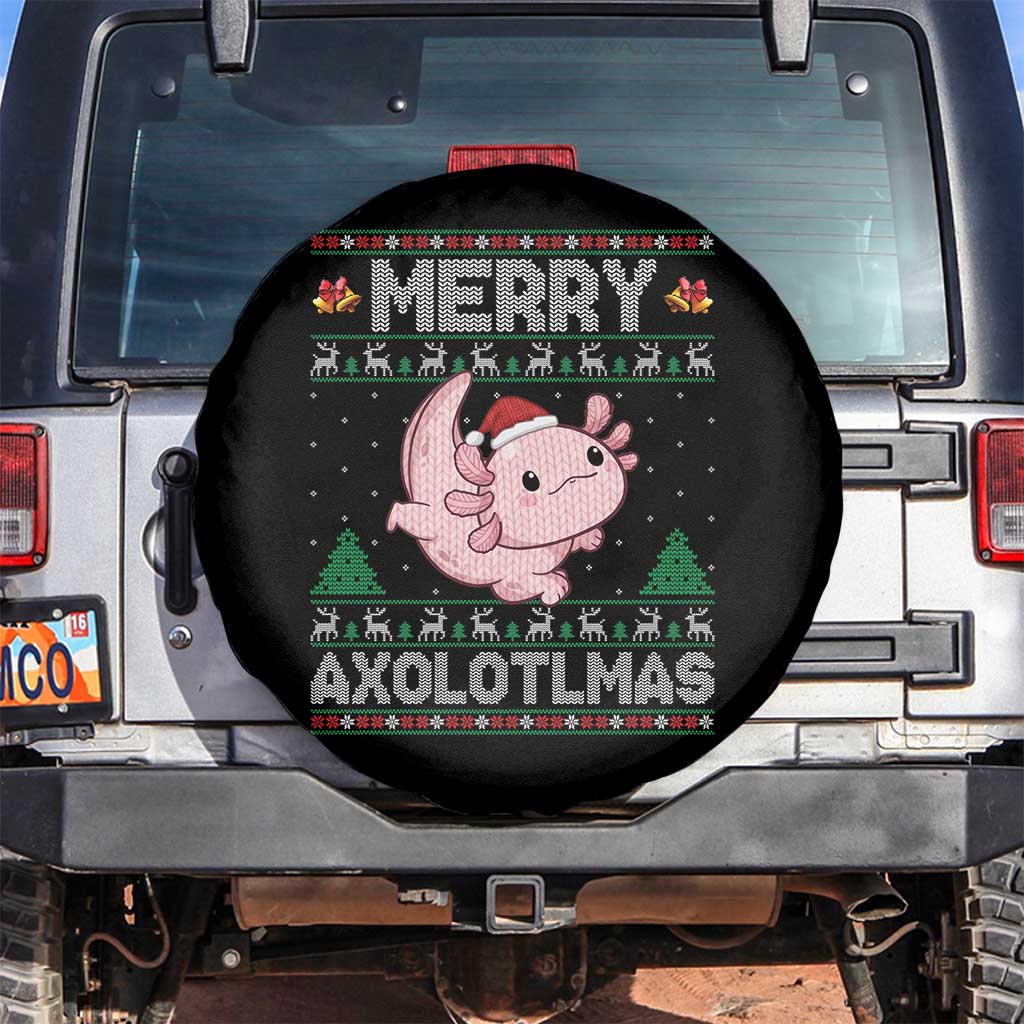 Funny Christmas Axolotl Spare Tire Cover Merry Axolotlmas Xmas Salamander TS11 No hole Black Print Your Wear