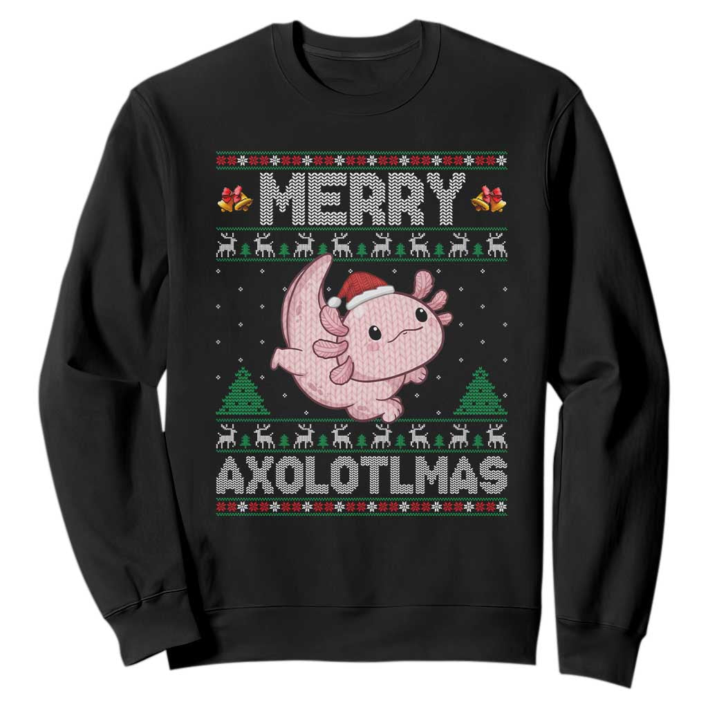 Funny Christmas Axolotl Sweatshirt Merry Axolotlmas Xmas Salamander - Print Your Wear