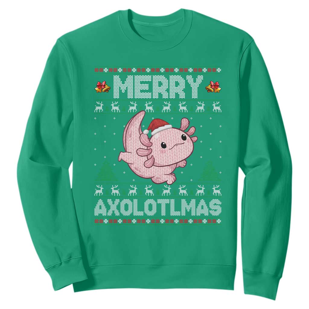 Funny Christmas Axolotl Sweatshirt Merry Axolotlmas Xmas Salamander TS11 Irish Green Print Your Wear