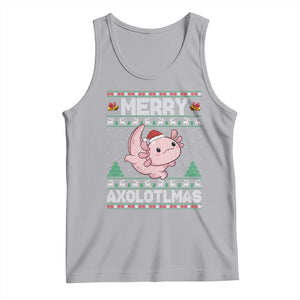 Funny Christmas Axolotl Tank Top Merry Axolotlmas Xmas Salamander TS11 Athletic Heather Print Your Wear