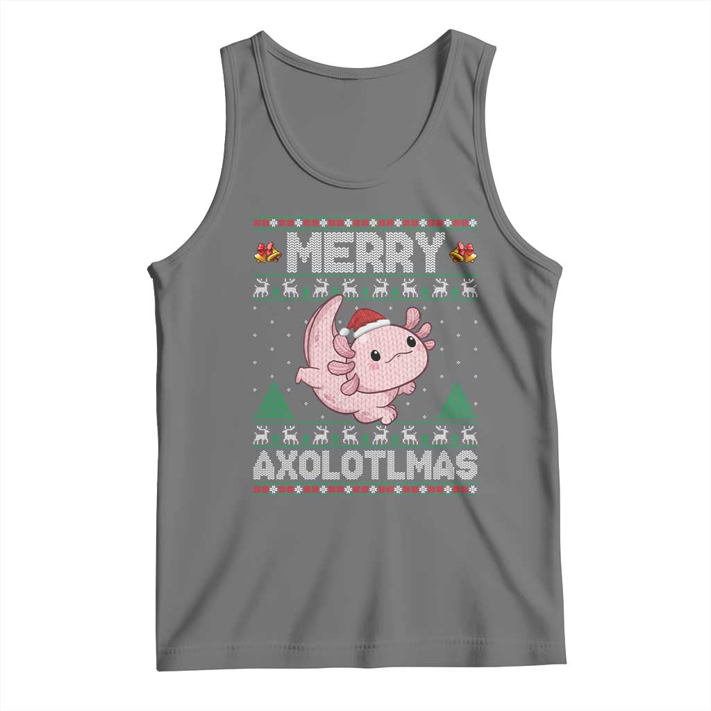 Funny Christmas Axolotl Tank Top Merry Axolotlmas Xmas Salamander TS11 Black Heather Print Your Wear