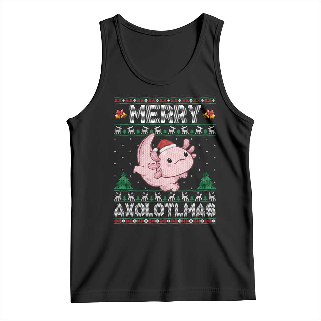Funny Christmas Axolotl Tank Top Merry Axolotlmas Xmas Salamander TS11 Black Print Your Wear