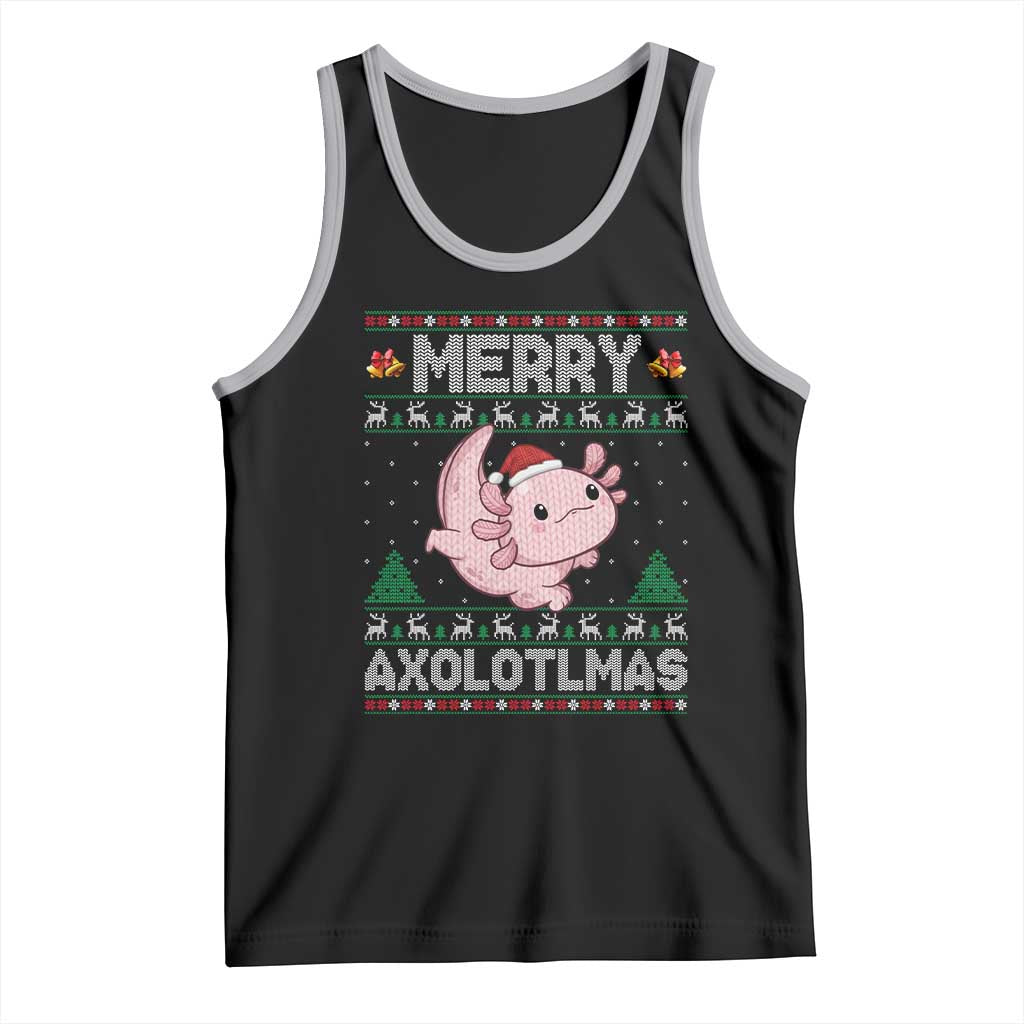 Funny Christmas Axolotl Tank Top Merry Axolotlmas Xmas Salamander TS11 Black Athletic Heather Print Your Wear