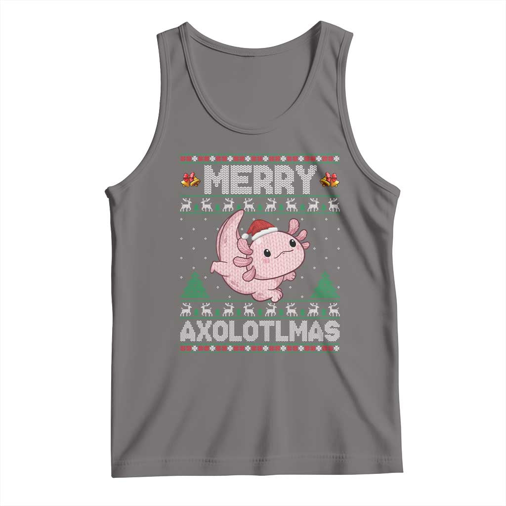 Funny Christmas Axolotl Tank Top Merry Axolotlmas Xmas Salamander TS11 Deep Heather Print Your Wear