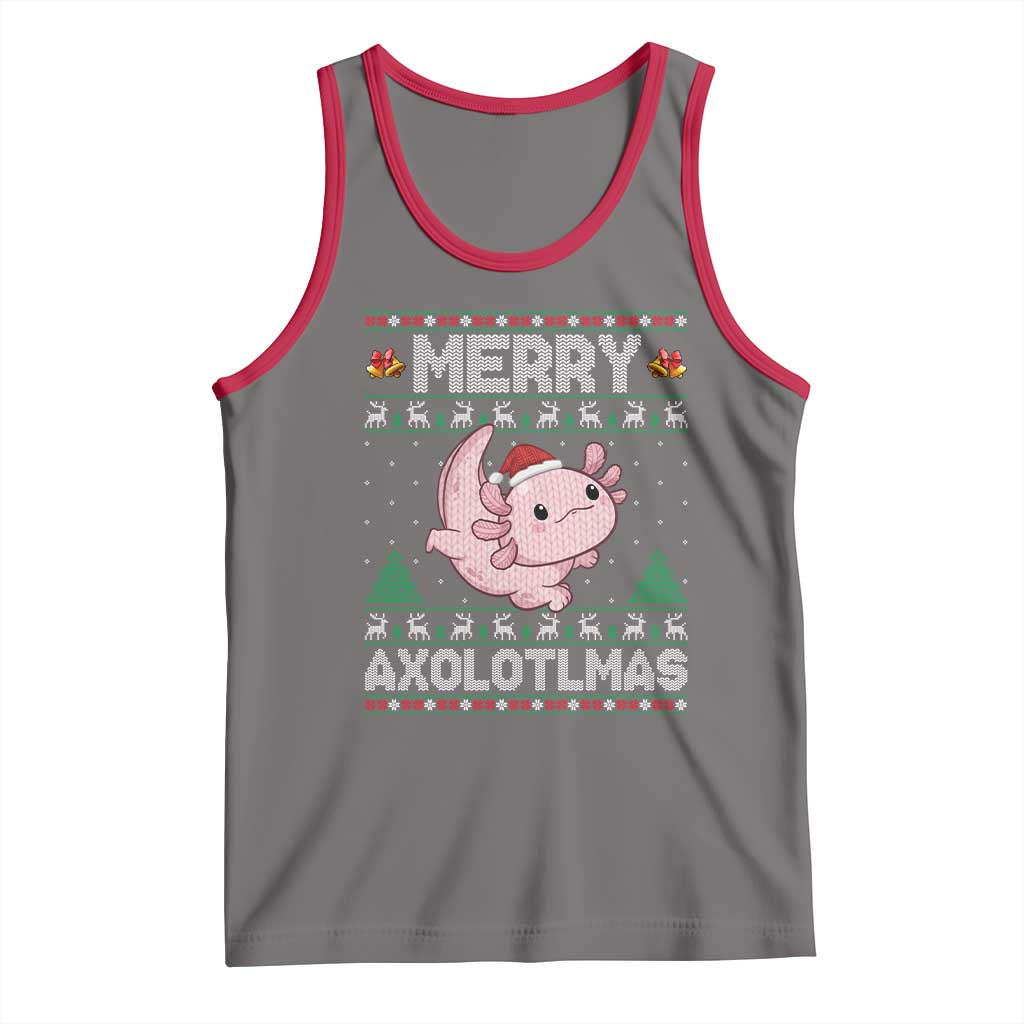 Funny Christmas Axolotl Tank Top Merry Axolotlmas Xmas Salamander TS11 Deep Heather Red Print Your Wear