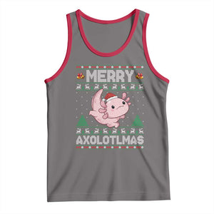 Funny Christmas Axolotl Tank Top Merry Axolotlmas Xmas Salamander TS11 Deep Heather Red Print Your Wear
