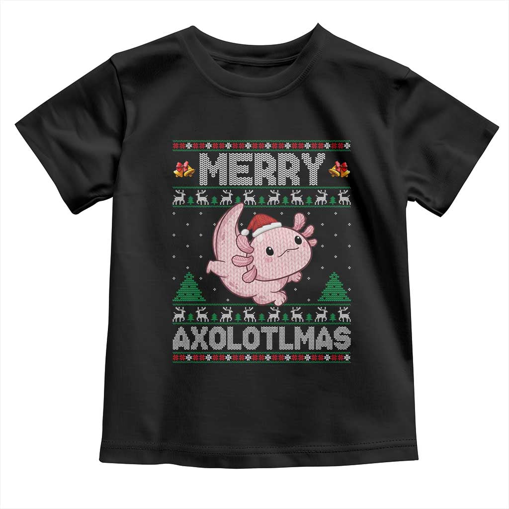 Funny Christmas Axolotl Toddler T Shirt Merry Axolotlmas Xmas Salamander TS11 Black Print Your Wear