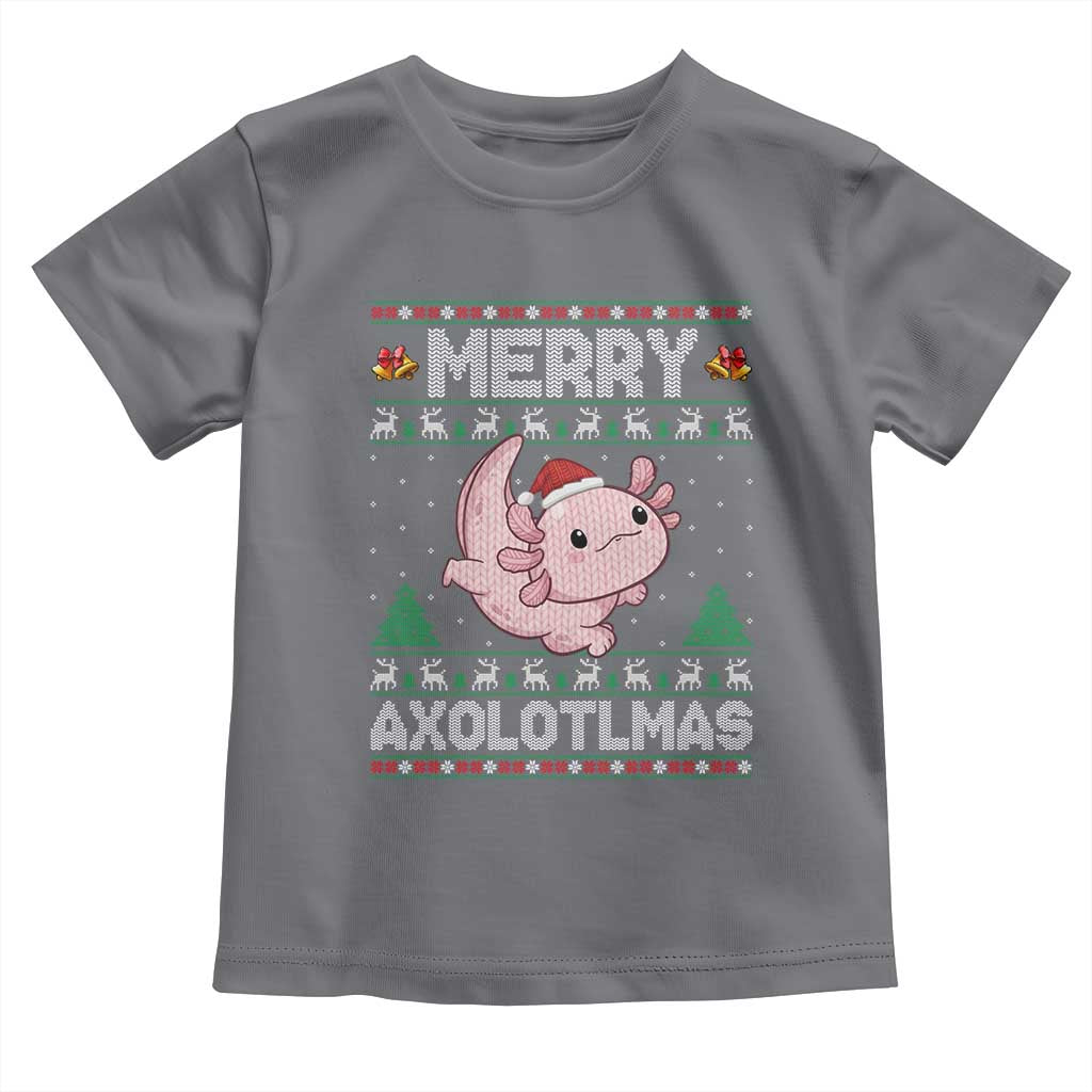 Funny Christmas Axolotl Toddler T Shirt Merry Axolotlmas Xmas Salamander TS11 Charcoal Print Your Wear