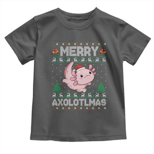 Funny Christmas Axolotl Toddler T Shirt Merry Axolotlmas Xmas Salamander TS11 Dark Heather Print Your Wear